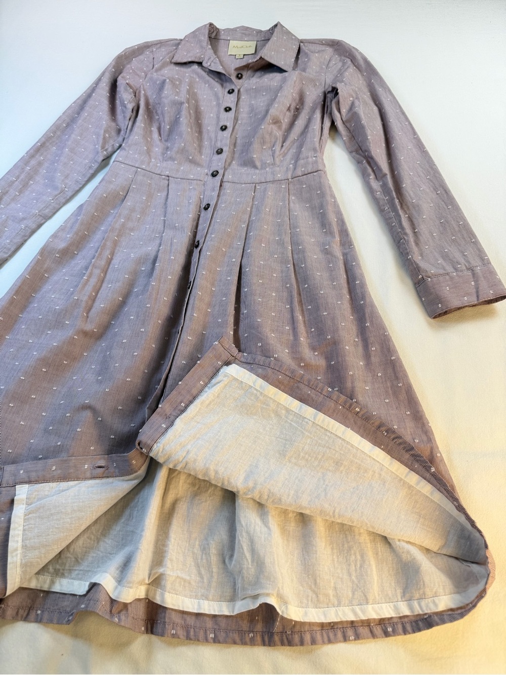 ModCloth Dusty Mauve Button-Front Long Sleeve Collared Shirt Dress - Picture 8 of 10